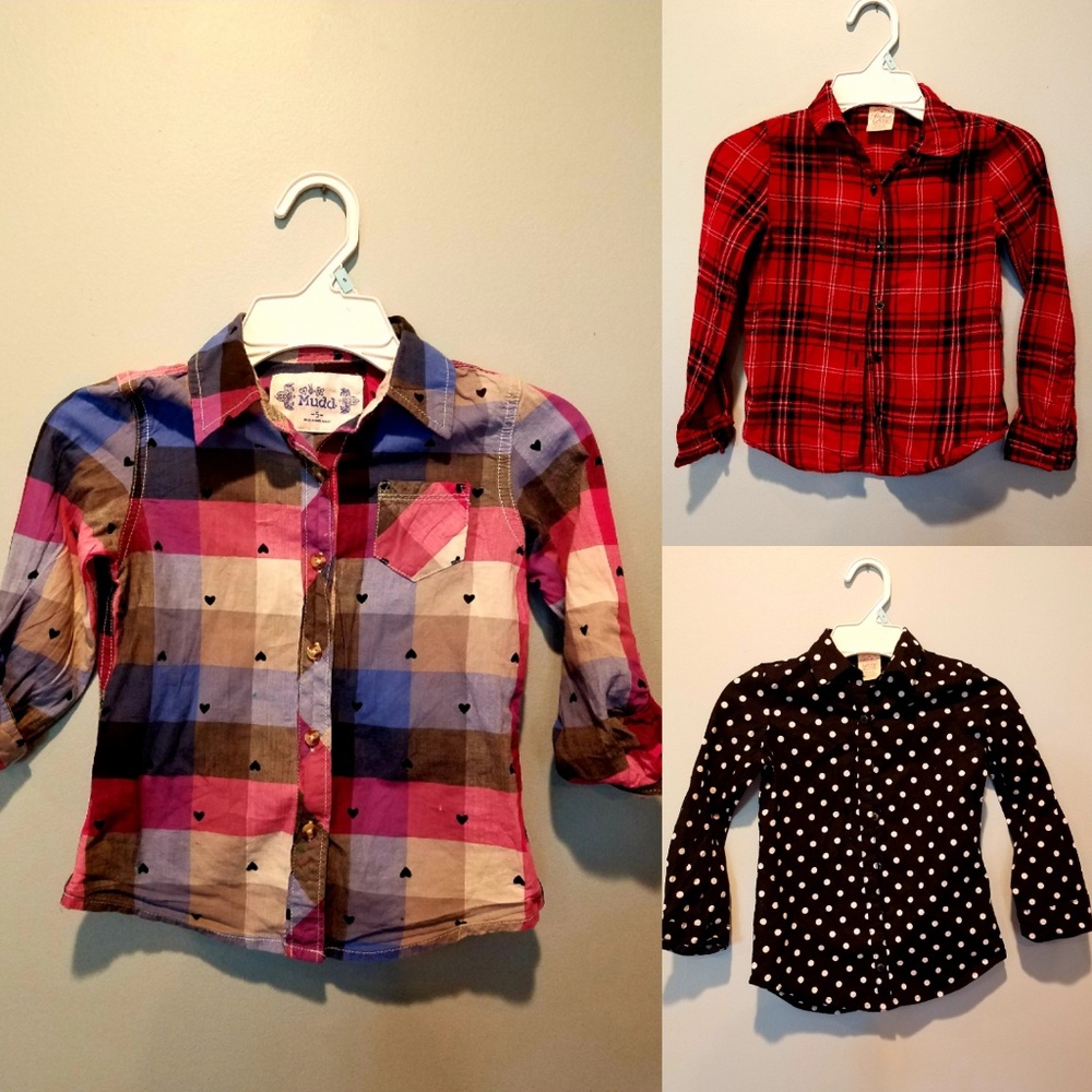 3 Button up long sleeve shirts for your little one